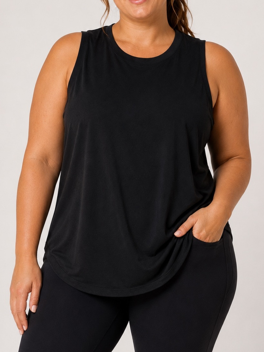 Athleta Black Muscle Tank Top Large L Sleeveless Athleisure Workout